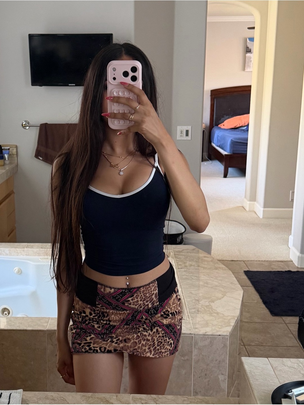 Leopard print mini skirt